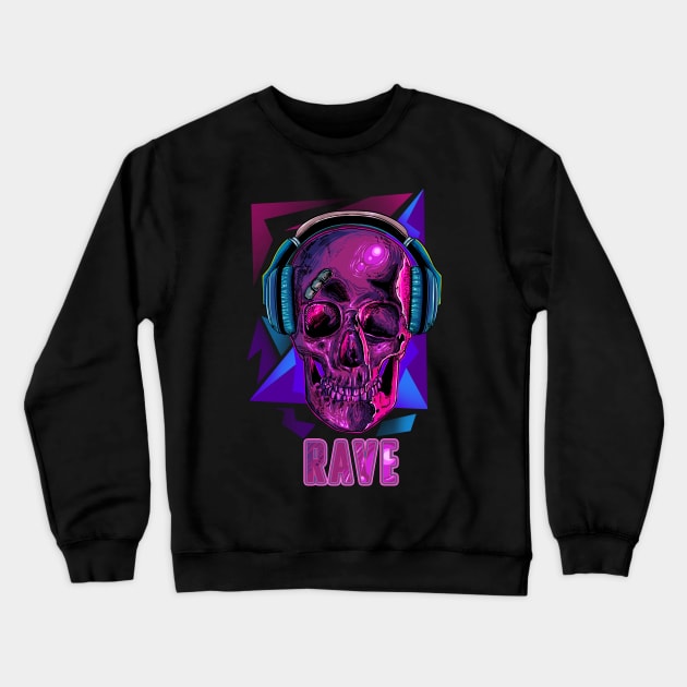 RAVE Skull Crewneck Sweatshirt by T-Shirt Dealer